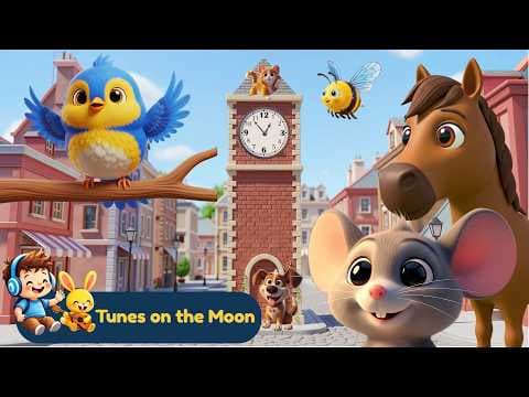 Hickory Dickory Dock - Long Version | 3D Cartoon Nursery Rhyme for Kids | Tunes on the Moon